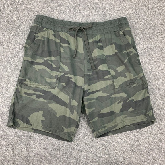 Splendid Sweat Short Womens M Medium Green Camo Elastic Drawcord Waist Pockets - Picture 2 of 10